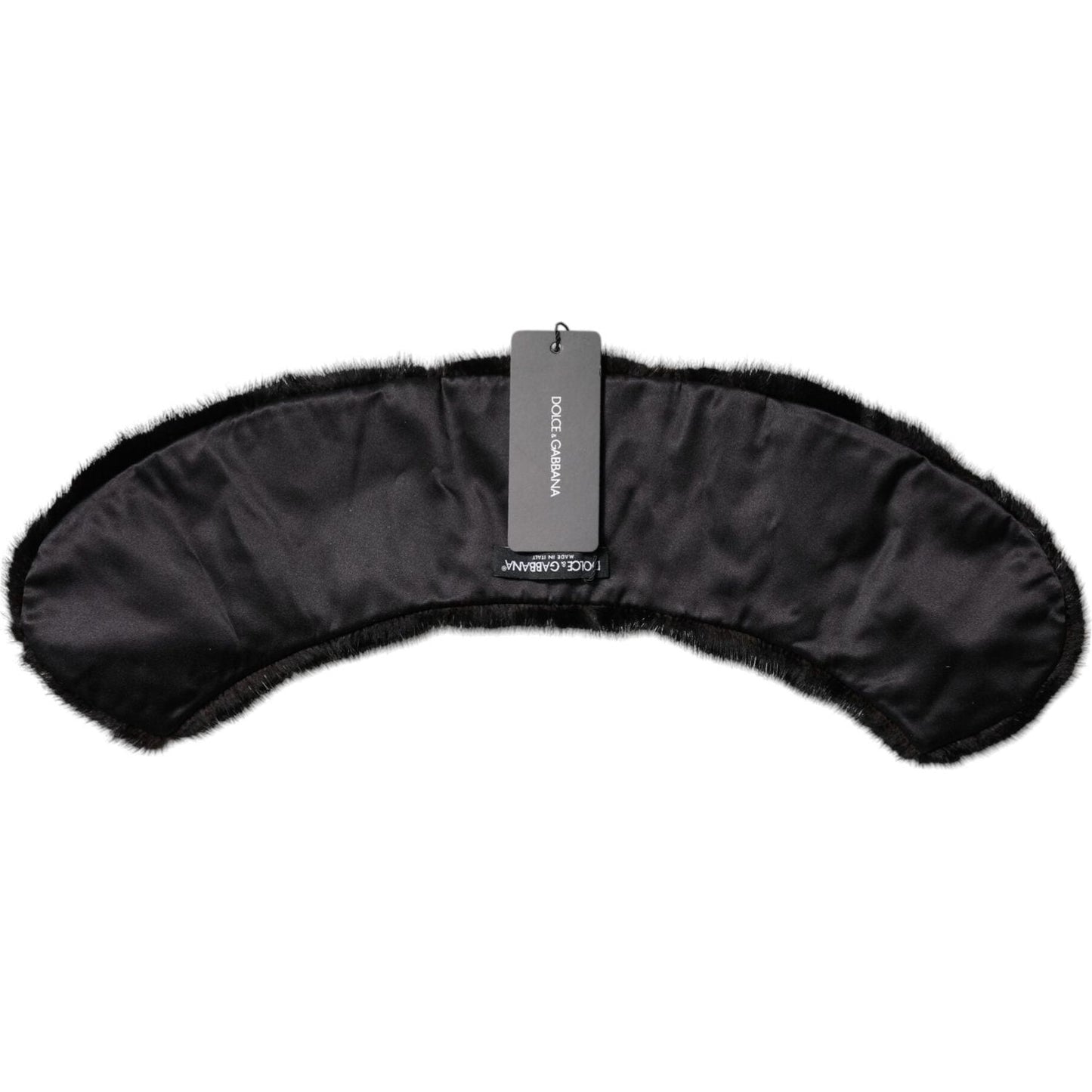 Dolce & Gabbana Black Fur Shawl Neck Wrap Cover Collar Scarf MS7116-40