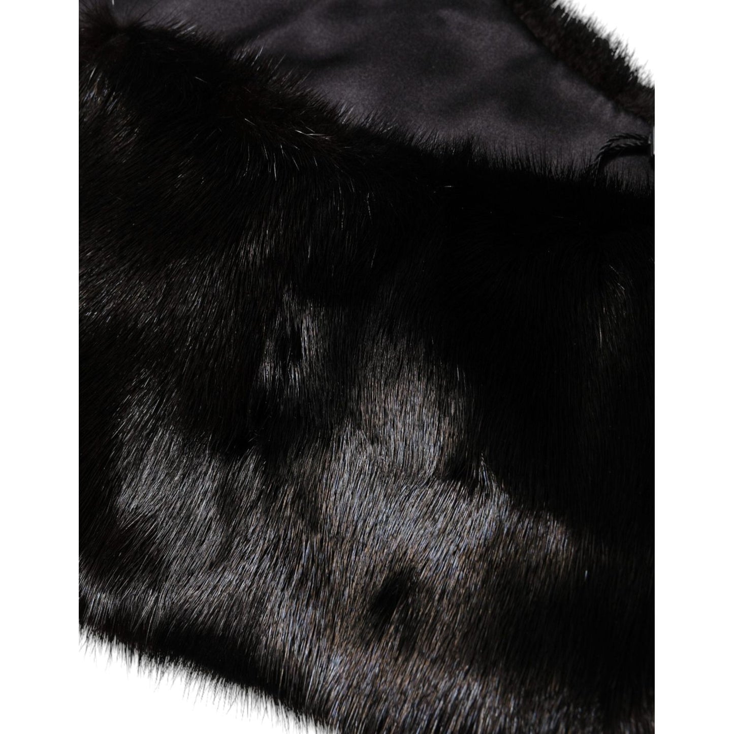 Dolce & Gabbana Black Fur Shawl Neck Wrap Cover Collar Scarf MS7116-40