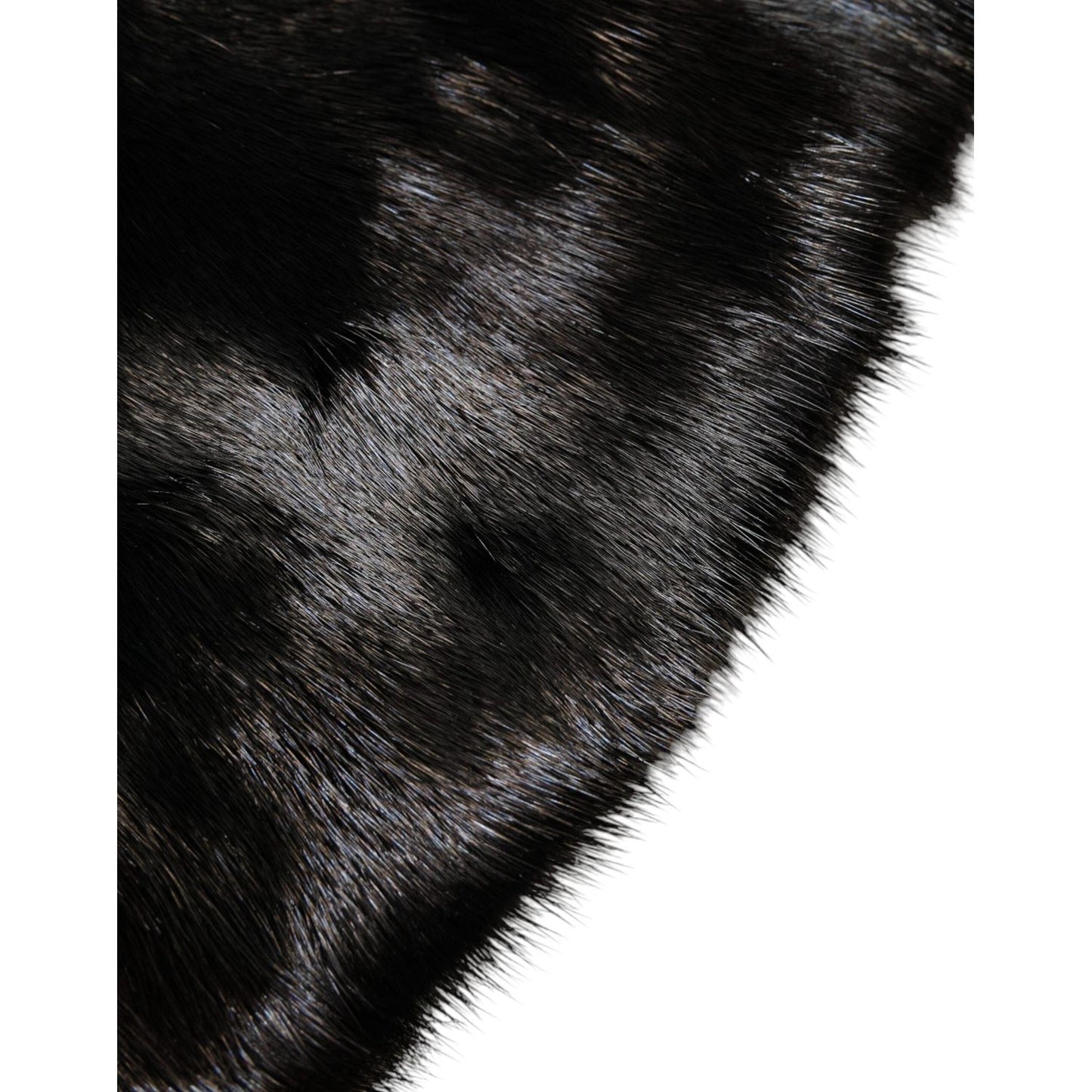 Dolce & Gabbana Black Fur Shawl Neck Wrap Cover Collar Scarf MS7116-40