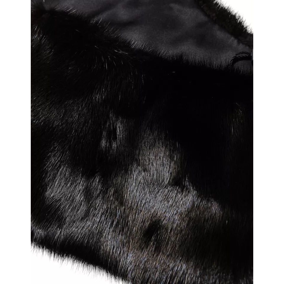Dolce & Gabbana Black Fur Shawl Neck Wrap Cover Collar Scarf MS7116-40