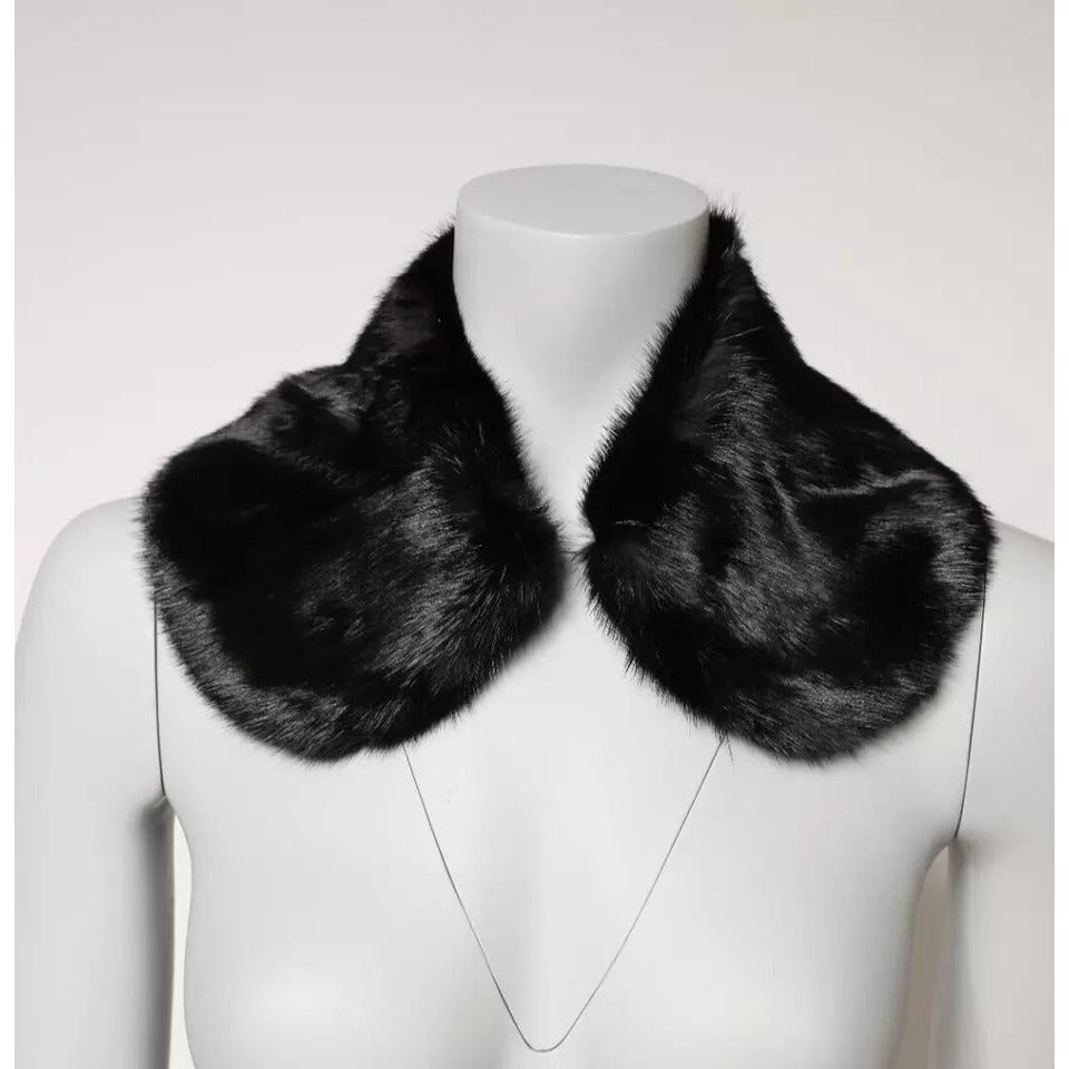 Dolce & Gabbana Black Fur Shawl Neck Wrap Cover Collar Scarf MS7116-40