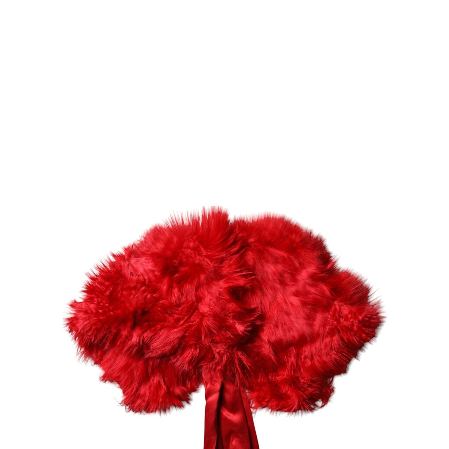 Dolce & Gabbana Red Alpaca Fur Women Neck Warmer Winter Scarf