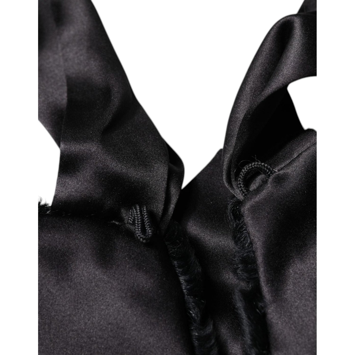 Dolce & Gabbana Black Lamb Fur Women Neck Warmer Winter Scarf MS7125-40