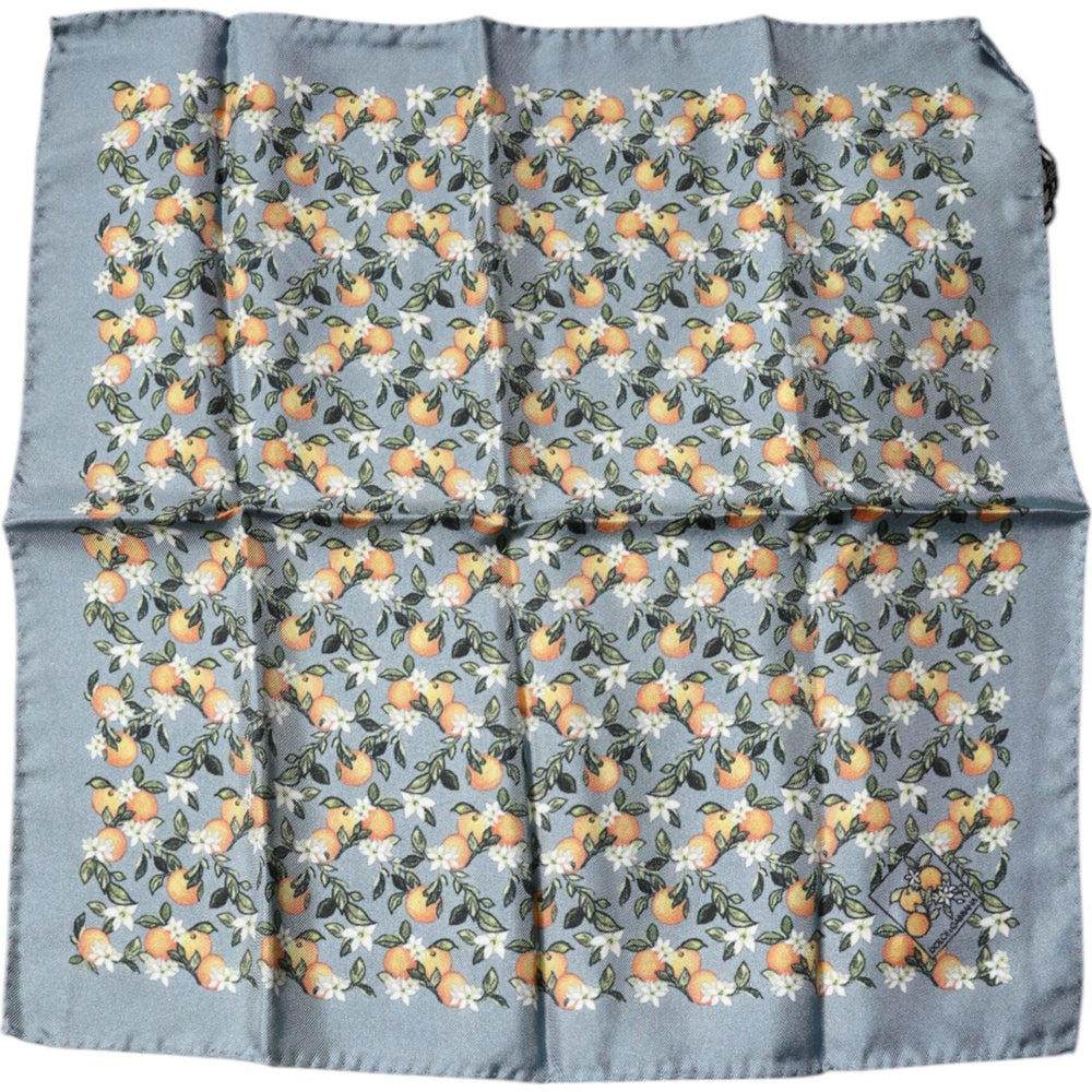 Dolce & Gabbana Gray Oranges Silk Square Handkerchief Scarf 1728,67345645728,Accessories,Dolce & Gabbana,Gray,Material: 100% Silk,Men,Men - Accessories,New with tags,Scarves - Men - Accessories MS7330