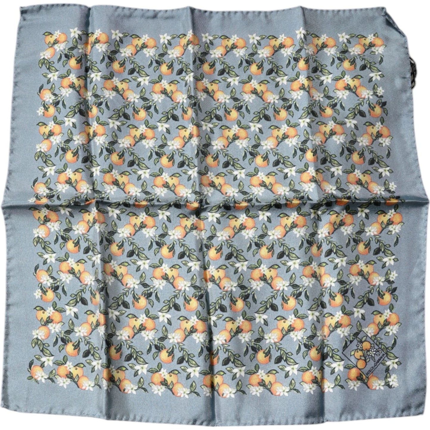 Dolce & Gabbana Gray Oranges Silk Square Handkerchief Scarf 1728,67345645728,Accessories,Dolce & Gabbana,Gray,Material: 100% Silk,Men,Men - Accessories,New with tags,Scarves - Men - Accessories MS7330