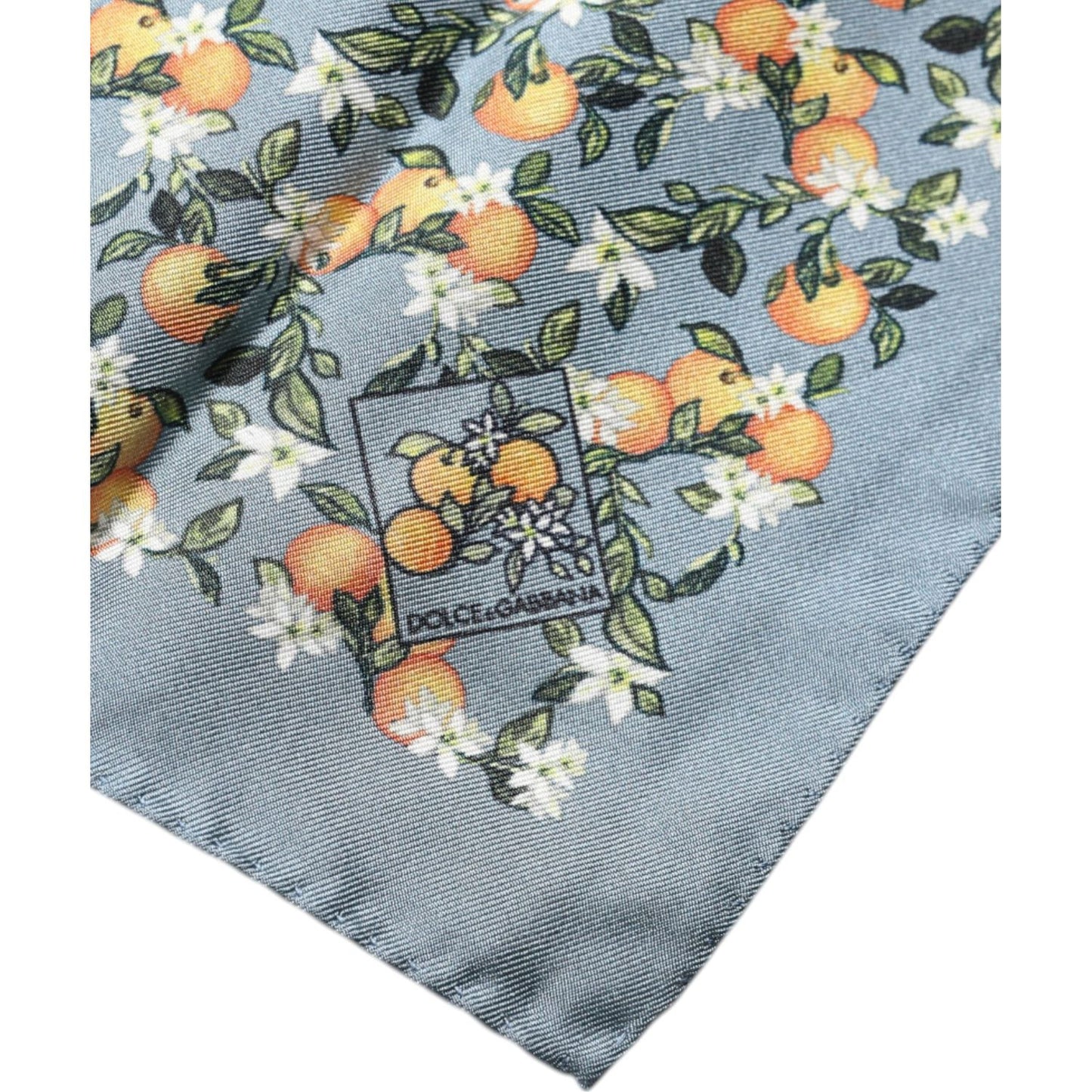 Dolce & Gabbana Gray Oranges Silk Square Handkerchief Scarf 1728,67345645728,Accessories,Dolce & Gabbana,Gray,Material: 100% Silk,Men,Men - Accessories,New with tags,Scarves - Men - Accessories MS7330
