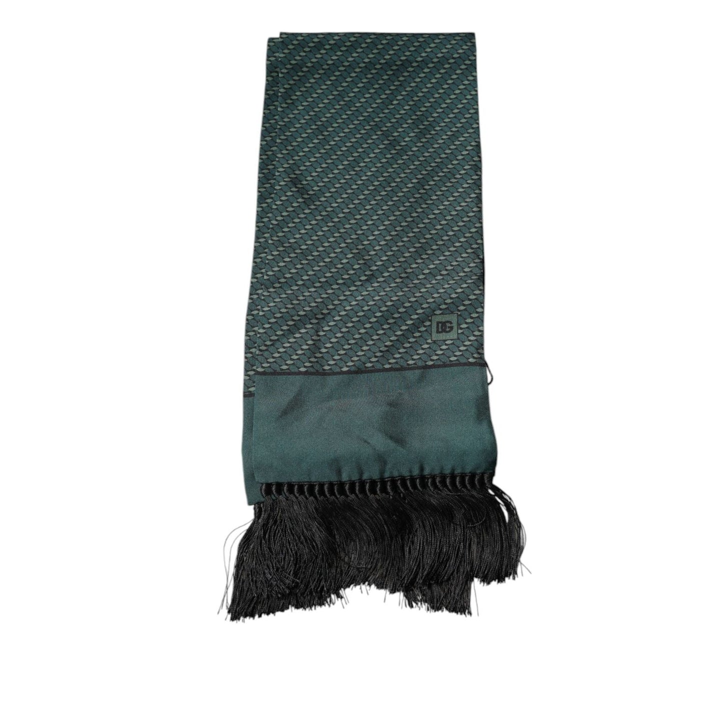 Dolce & Gabbana Dark Green Fantasy Fringes Neck Wrap Scarf