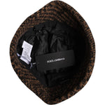 Dolce & Gabbana Brown Houndstooth Wool Woven Bucket Hat HAT9725-59