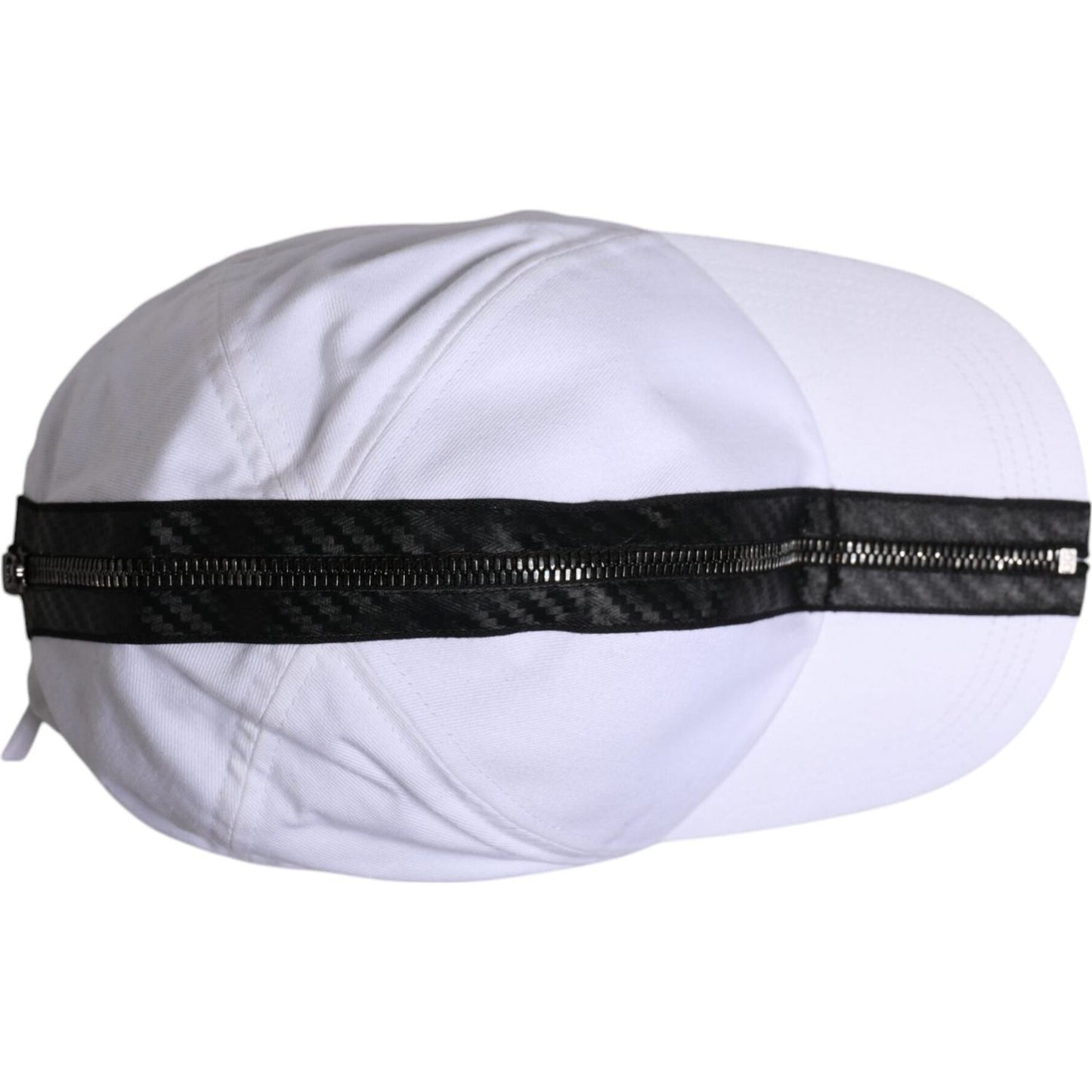 Dolce & Gabbana White Black Cotton Zip Baseball Cap 1728,58 cm|M,67345645728,Accessories,Black/White,Dolce & Gabbana,Hats & Caps - Men - Accessories,Material: 97% Cotton 3% Elastane,Men,Men - Accessories,New with tags HAT9777-58