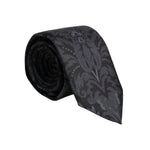 Dolce & Gabbana Black Gray Flower Print Adjustable Necktie Tie