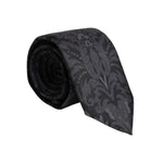 Dolce & Gabbana Black Gray Flower Print Adjustable Necktie Tie