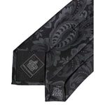 Dolce & Gabbana Black Gray Flower Print Adjustable Necktie Tie