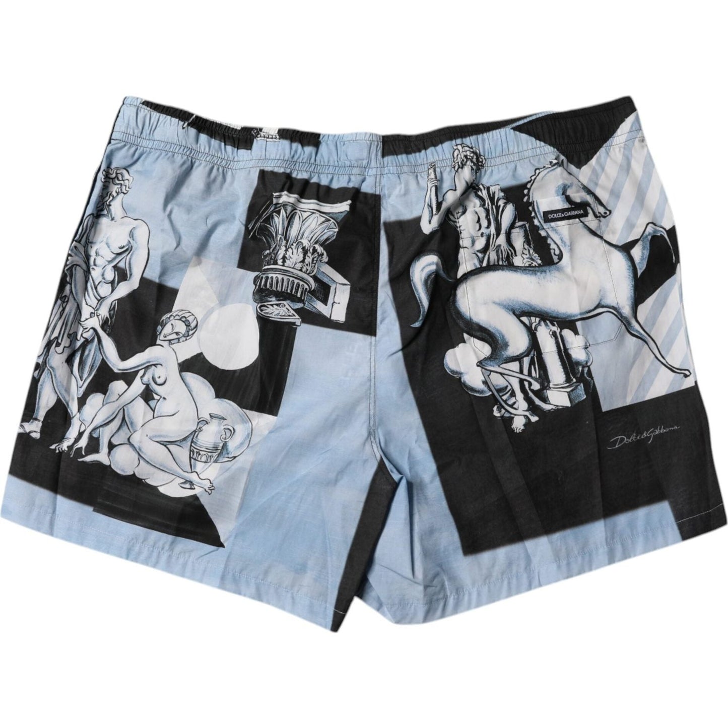 Dolce & Gabbana Blue Statue Print Cotton Mens Shorts BIK1891-58
