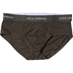 Dolce & Gabbana Gray Cotton Men Mid Slip Brief Underwear BIK1940-6