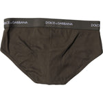 Dolce & Gabbana Gray Cotton Men Mid Slip Brief Underwear BIK1940-6