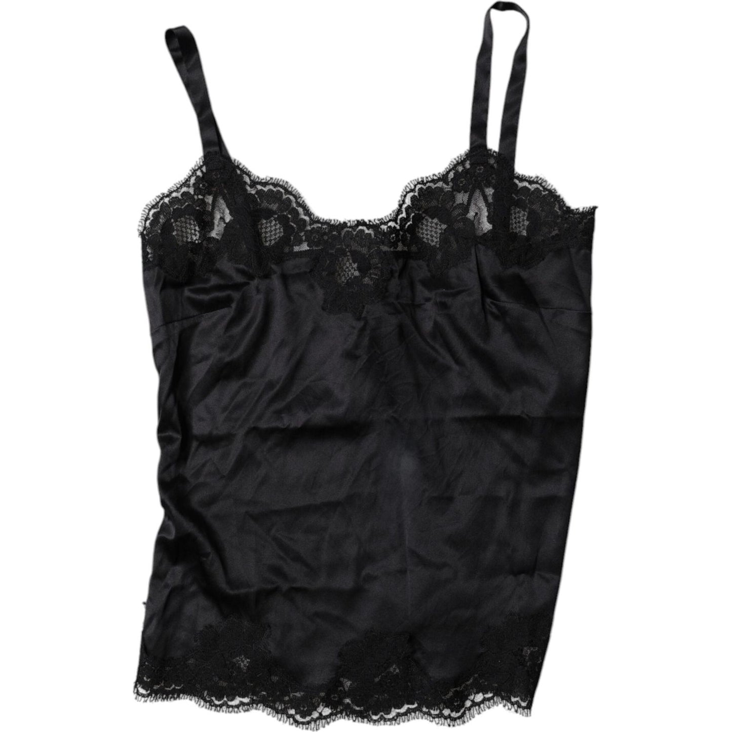 Dolce & Gabbana Black Lace Silk Blend Camisole Top Underwear BIK1986-2