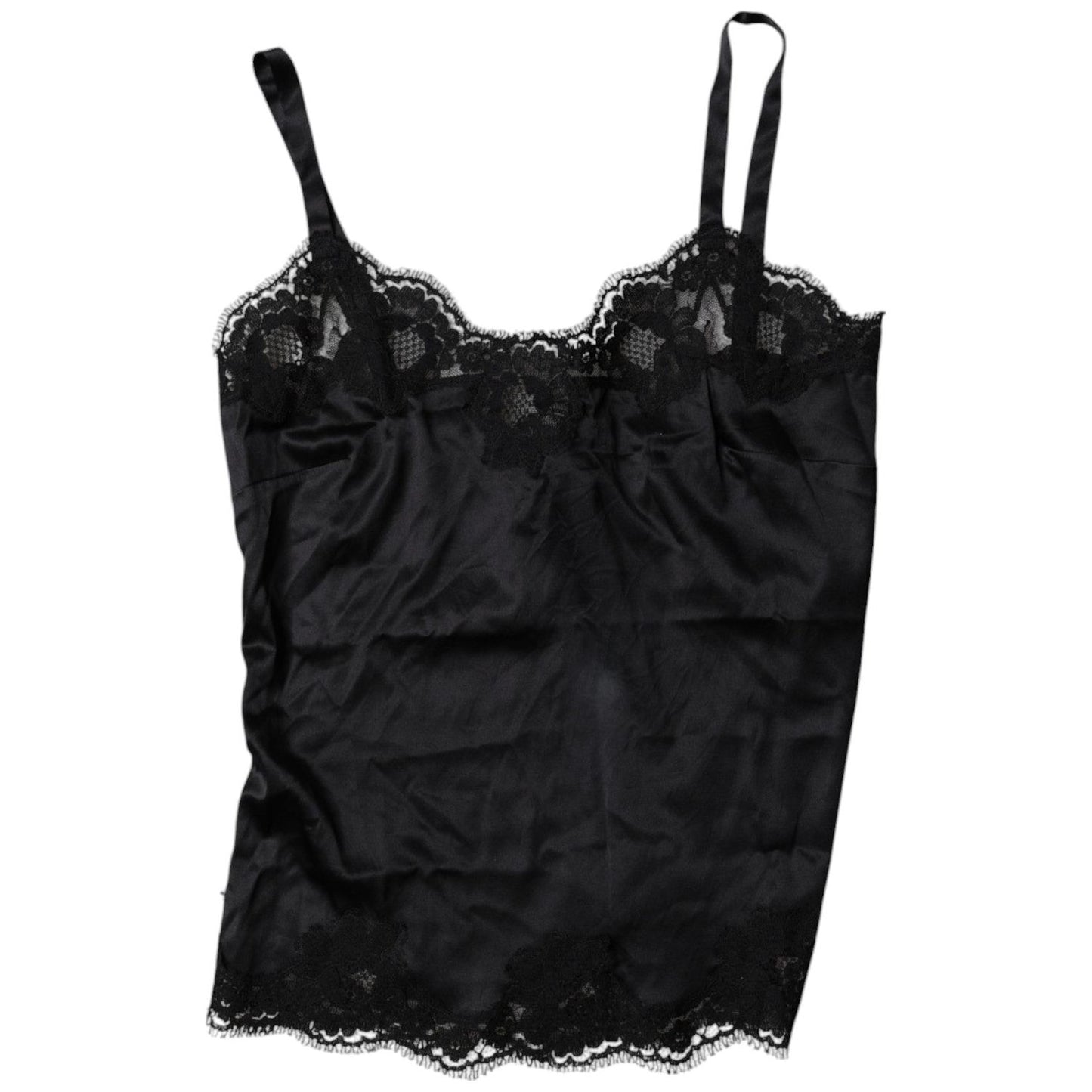 Dolce & Gabbana Black Lace Silk Blend Camisole Top Underwear BIK1986-2