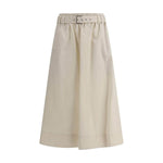 Brunello Cucinelli Cream Wide Long Skirt BRML138G3753C9002BB0-IT44-FBB-368