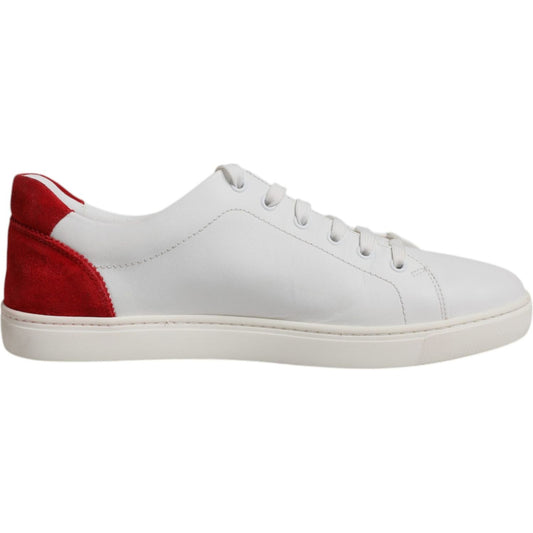 Dolce & Gabbana White Suede Leather Low Top Sneakers Shoes