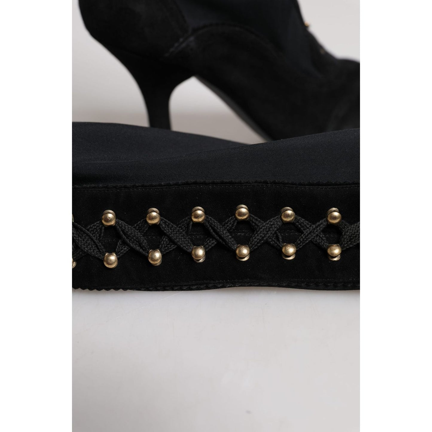 Dolce & Gabbana Black Lace Up Heels High Boots Shoes LA12500-39