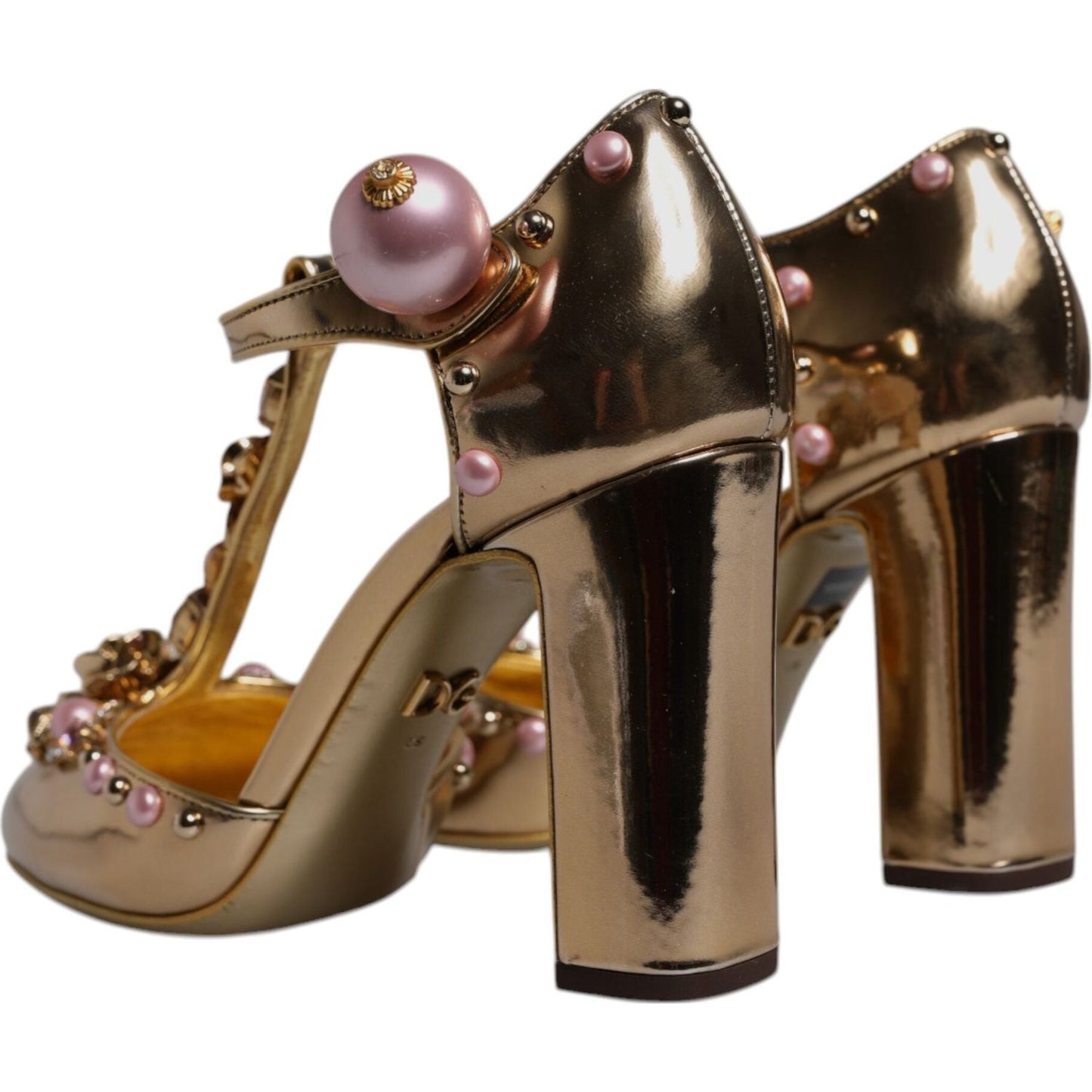 Dolce & Gabbana Gold Embellished Vally Heels Sandals Shoes LA12503-38