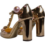 Dolce & Gabbana Gold Embellished Vally Heels Sandals Shoes LA12503-38