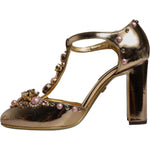 Dolce & Gabbana Gold Embellished Vally Heels Sandals Shoes LA12503-38