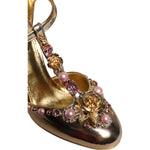 Dolce & Gabbana Gold Embellished Vally Heels Sandals Shoes LA12503-38