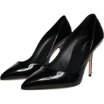 Dolce & Gabbana Black Patent Leather High Heels Pumps Shoes LA12508-38