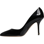 Dolce & Gabbana Black Patent Leather High Heels Pumps Shoes LA12508-38