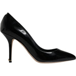 Dolce & Gabbana Black Patent Leather High Heels Pumps Shoes LA12508-38
