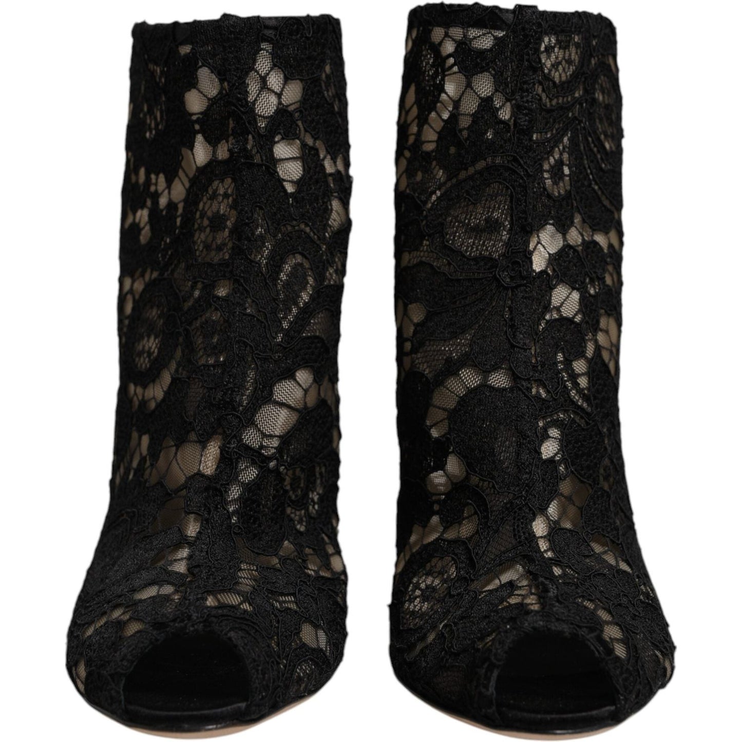 Dolce & Gabbana Black Floral Lace Heels Ankle Boots Shoes LA12538-37