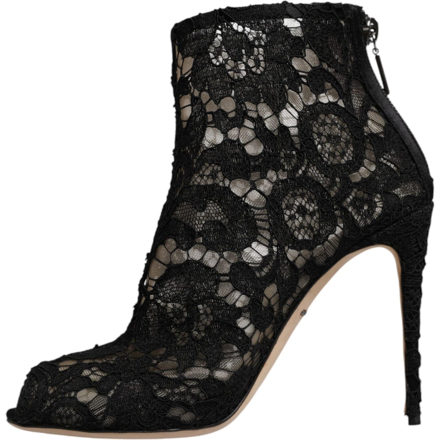 Dolce & Gabbana Black Floral Lace Heels Ankle Boots Shoes LA12538-37