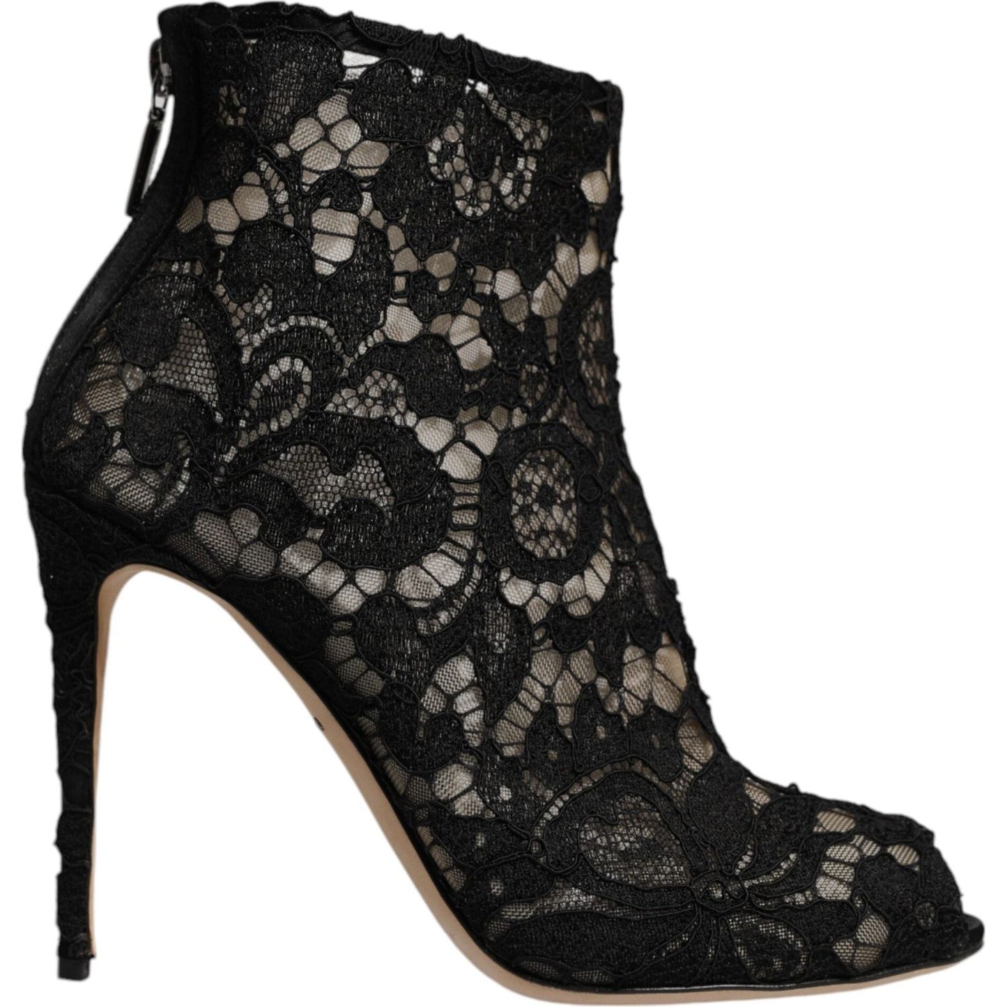 Dolce & Gabbana Black Floral Lace Heels Ankle Boots Shoes LA12538-37
