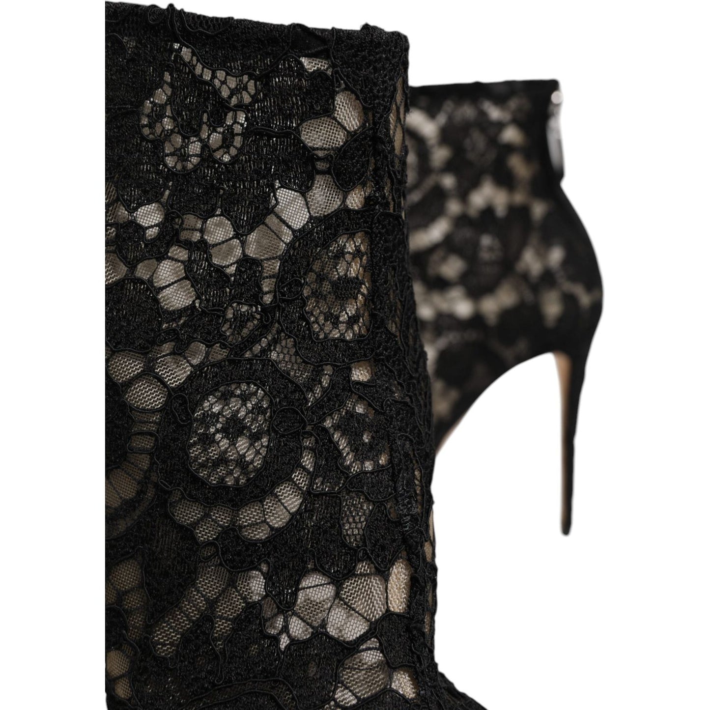 Dolce & Gabbana Black Floral Lace Heels Ankle Boots Shoes LA12538-37