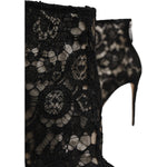 Dolce & Gabbana Black Floral Lace Heels Ankle Boots Shoes LA12538-37