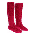 Dolce & Gabbana Pink Lamb Fur Leather Flat Boots Shoes LA2105-38