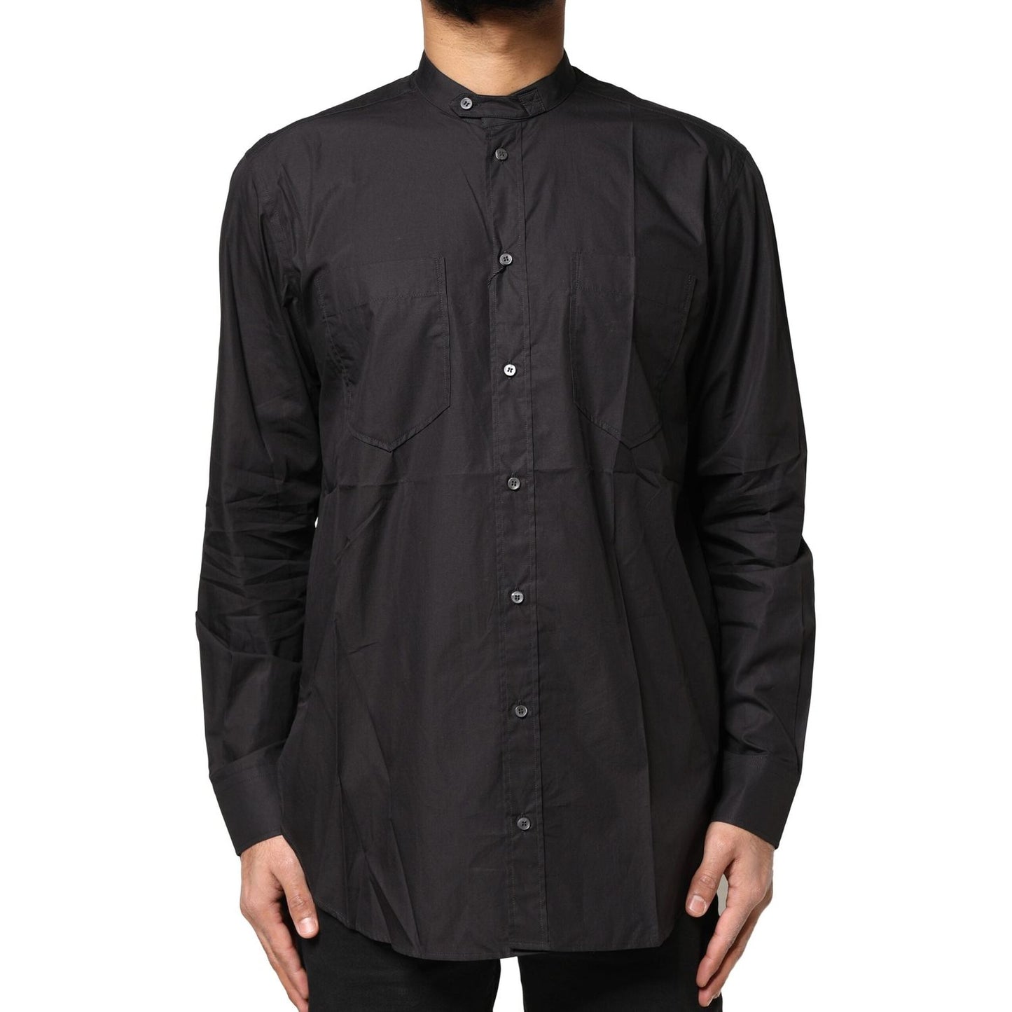 Dolce & Gabbana Black Cotton Button Down Men Casual Shirt TSH83641-37