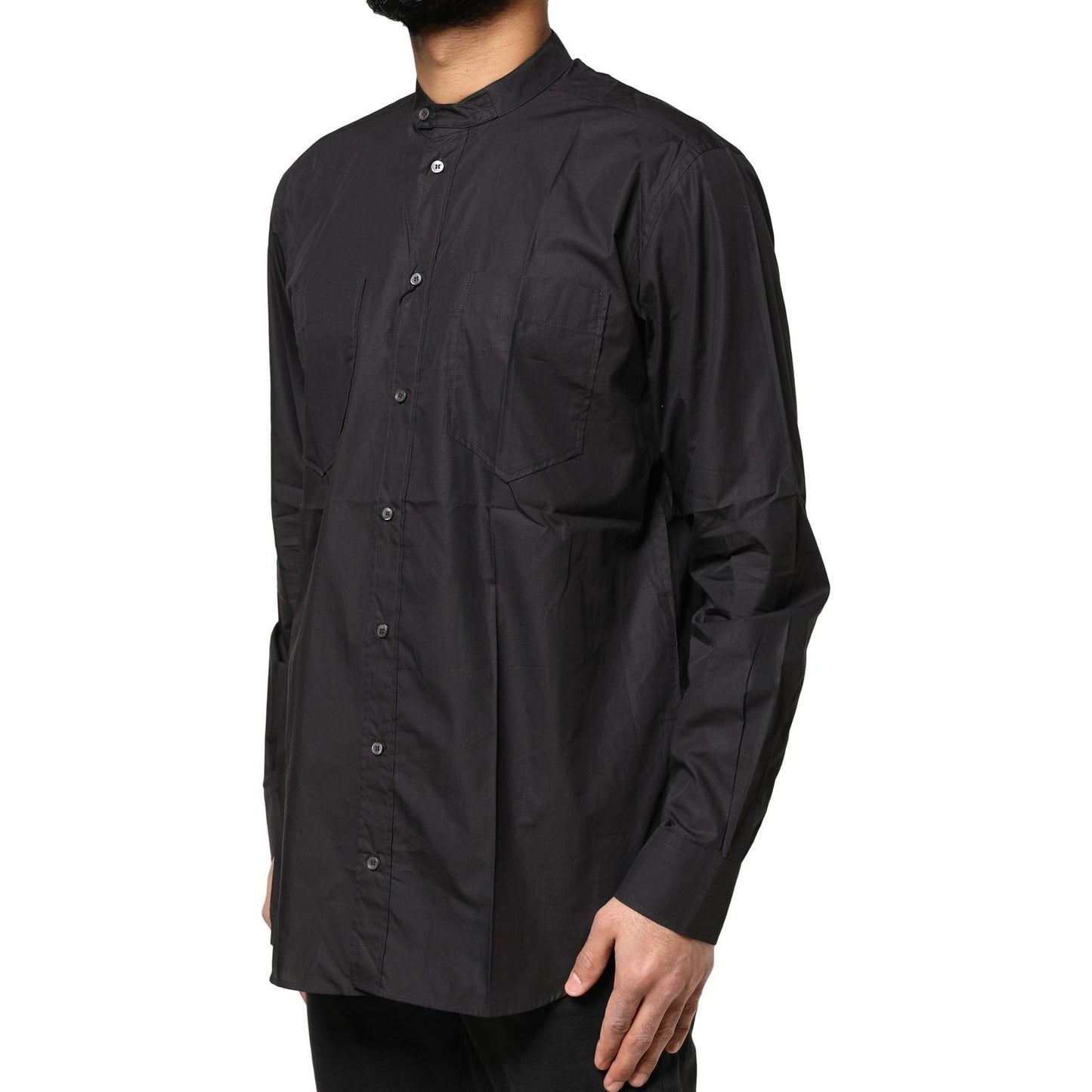 Dolce & Gabbana Black Cotton Button Down Men Casual Shirt TSH83641-37