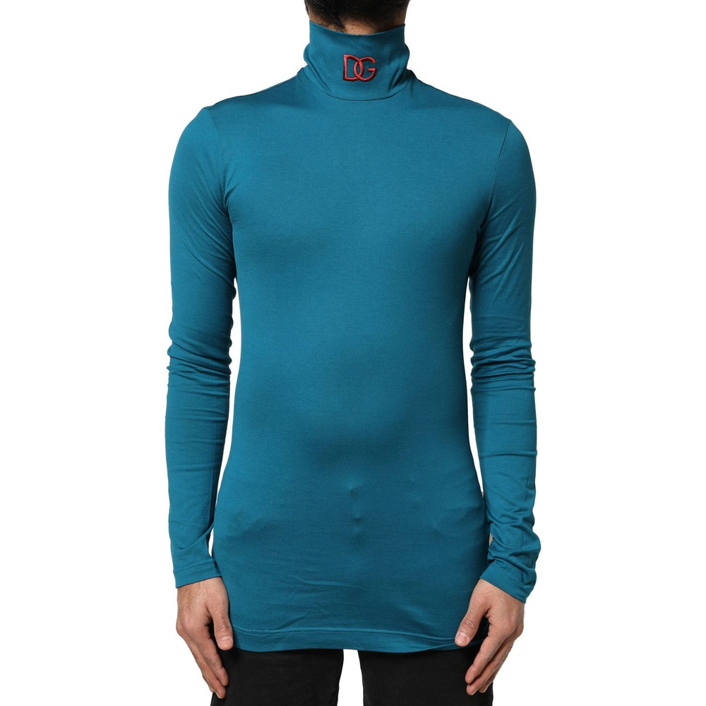 Dolce & Gabbana Blue Cotton Turtleneck Long Sleeves Sweater TSH83658-44