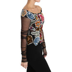 Dolce & Gabbana Black Floral Ricamo Top T-shirt Blouse TSH3085-36