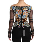 Dolce & Gabbana Black Floral Ricamo Top T-shirt Blouse TSH3085-36