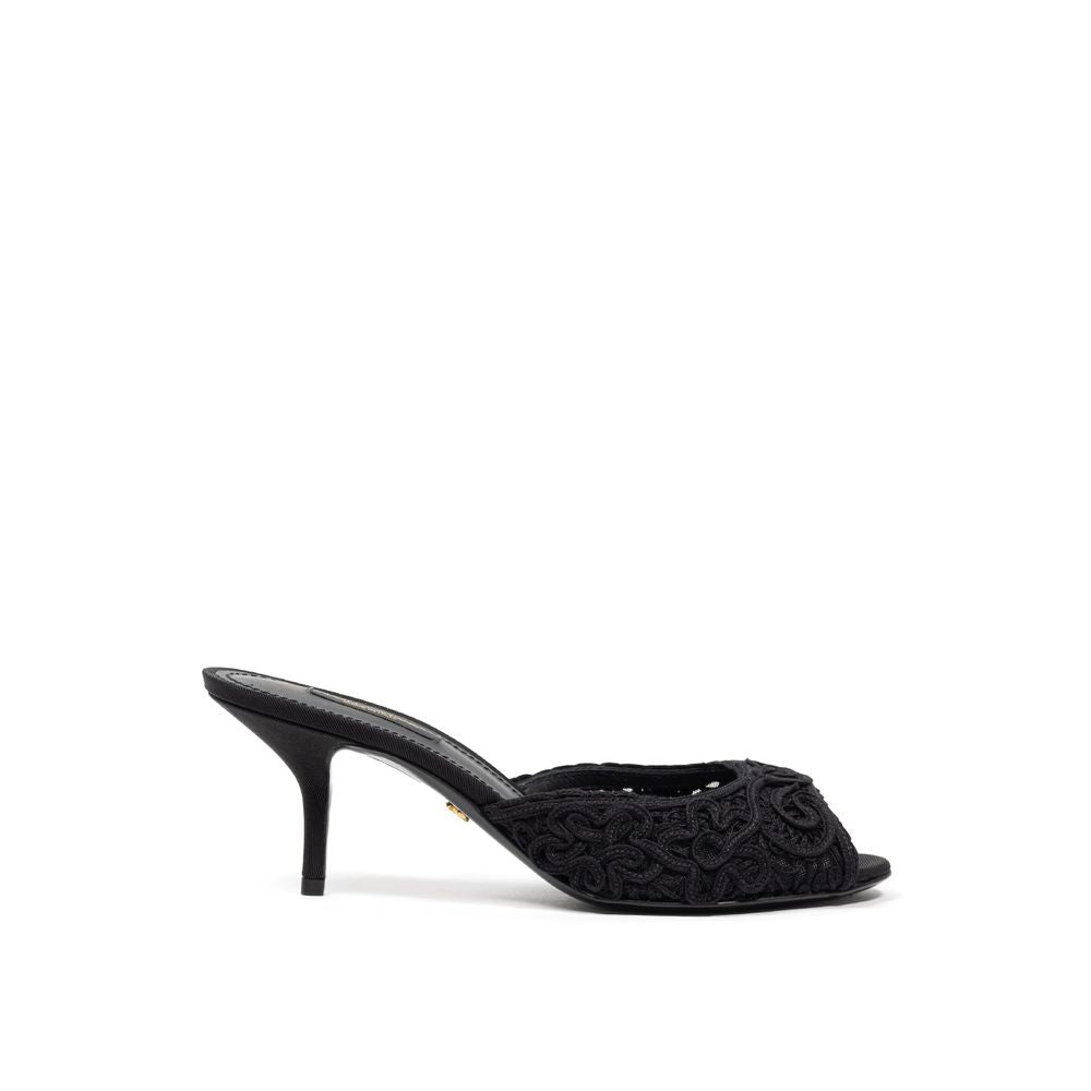 Dolce & Gabbana Black Cotton Sandal DO-8204676-EU37/US7