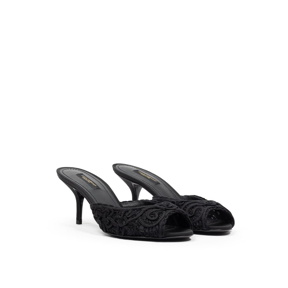 Dolce & Gabbana Black Cotton Sandal DO-8204676-EU37/US7