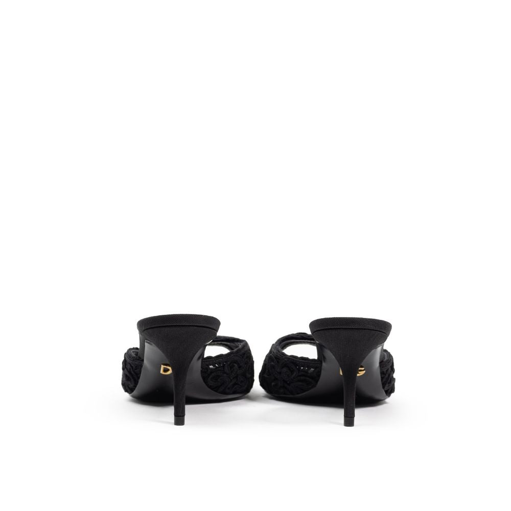 Dolce & Gabbana Black Cotton Sandal DO-8204676-EU37/US7