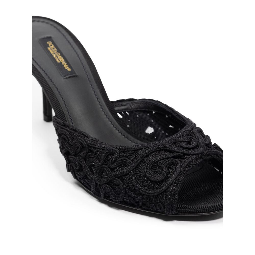 Dolce & Gabbana Black Cotton Sandal DO-8204676-EU37/US7