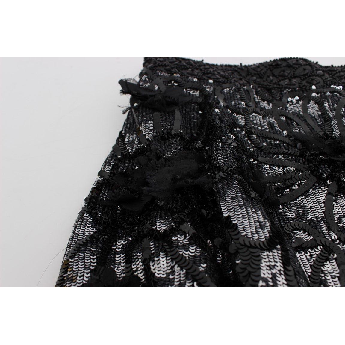 Dolce & Gabbana Black Crystal Sequined Mini Shorts SIG20108-1