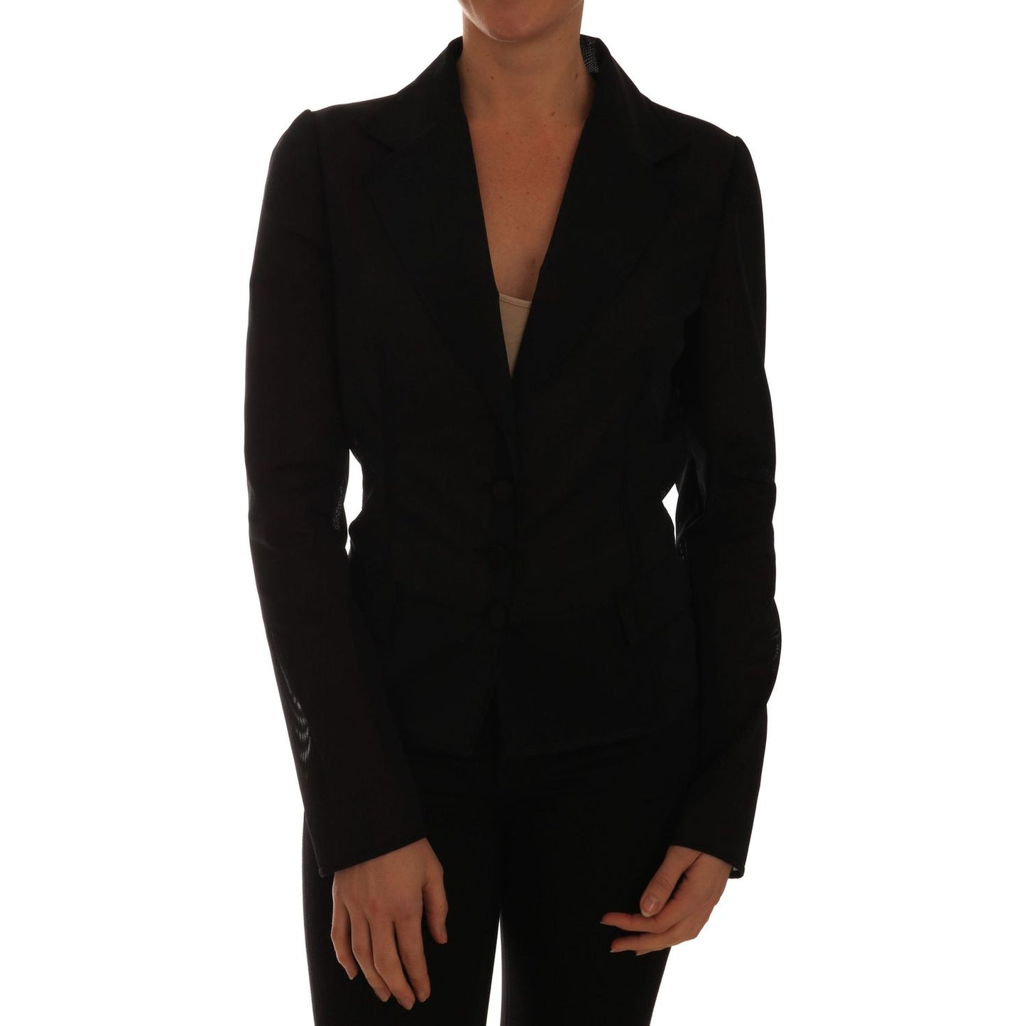 Dolce & Gabbana Black Nylon Net Blazer Jacket JKT2205-44