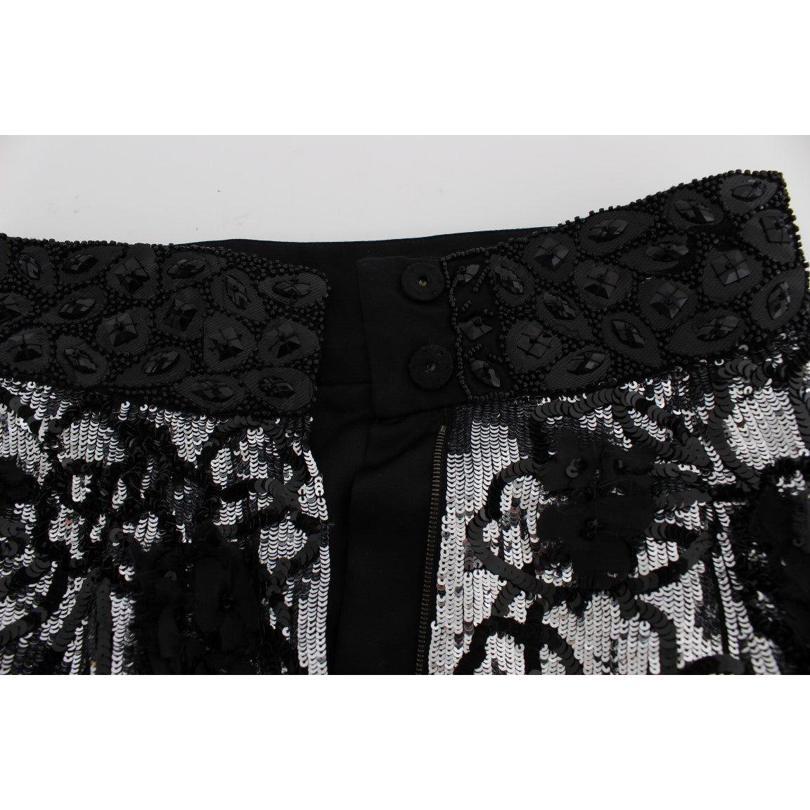 Dolce & Gabbana Black Crystal Sequined Mini Shorts SIG20108-1