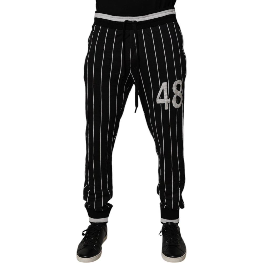 Dolce & Gabbana Black White Stripes Jogger Sweatpants Pants PAN75210-52